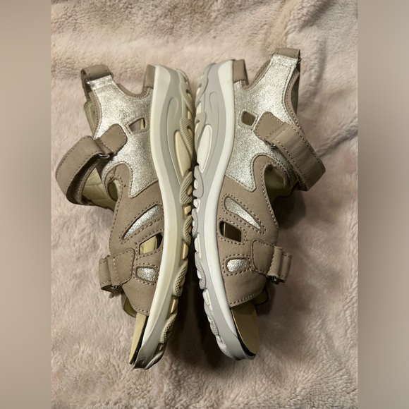 Dynamic Waldläufer Comfort Sandal Women Size 8 US  Gray Taupe Leather Backstrap - Picture 3 of 9